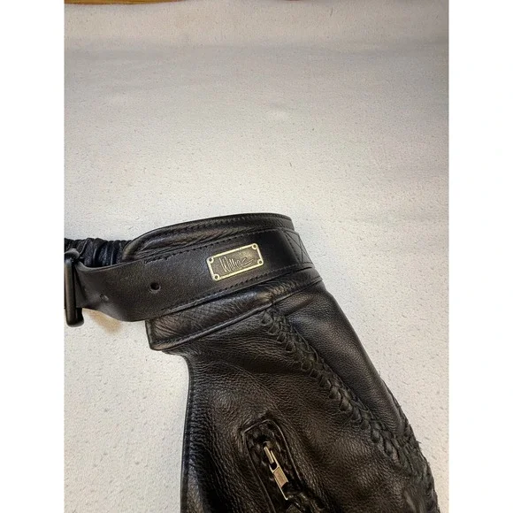 Harley Davidson Chaps Men M Black Willie G Leather Braided Trim Biker Moto USA